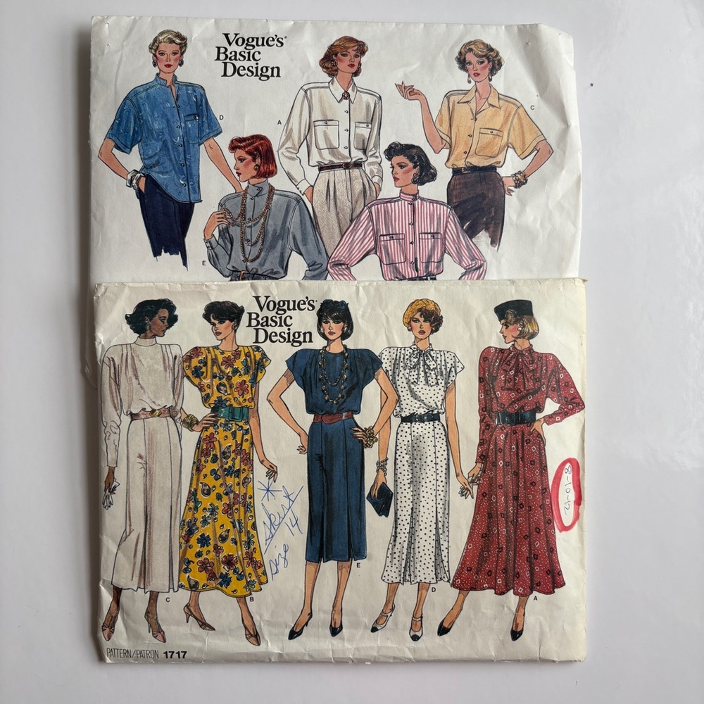 Vintage Vogue's Basic Design Sewing Patterns Classic Blouse and  Dress  1986